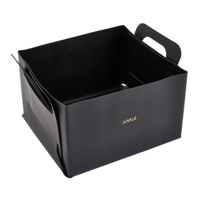 Juvale 2 Pack Faux Leather Foldable Storage Bins With Handles, Collapsible Baskets For Home Organization, Black, 10 X 6.5 In 9 Juvale 2 Pack Faux Leather Foldable Storage Bins With Handles, Collapsible Baskets For Home Organization, Black, 10 X 6.5 In - Image 7