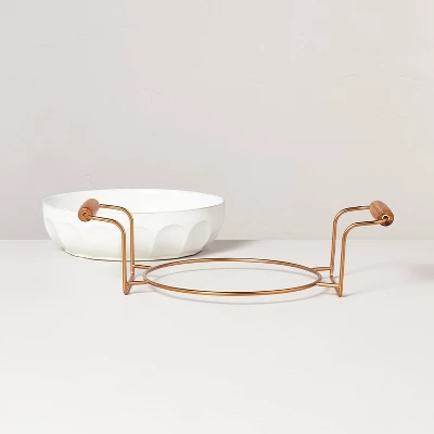 3qt Oven-to-Table Fluted Stoneware Round Baking Dish With Cradle Carrier Cream - Hearth & Hand™ With Magnolia 4 3qt Oven-to-Table Fluted Stoneware Round Baking Dish With Cradle Carrier Cream - Hearth & Hand™ With Magnolia - Image 2