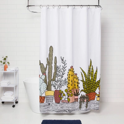 Plants Print Shower Curtain Green - Room Essentials™ 3 Plants Print Shower Curtain Green - Room Essentials™