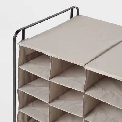 4 Tier Rolling Cubby Shoe Rack Gray - Brightroom™ 4 4 Tier Rolling Cubby Shoe Rack Gray - Brightroom™ - Image 2