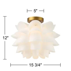 Possini Euro Design Modern Ceiling Light Semi Flush Mount Fixture White Flower Gold Metal 15 3/4" Wide Living Room Bedroom Kitchen 13 Possini Euro Design Modern Ceiling Light Semi Flush Mount Fixture White Flower Gold Metal 15 3/4" Wide Living Room Bedroom Kitchen -Selected Home Furnishings Store GUEST d4dfbf46 d749 4ed9 ad97 3bda7c01cd2a