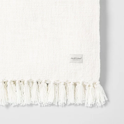 Knotted Fringe Throw Blanket White - Hearth & Hand™ With Magnolia 3 Knotted Fringe Throw Blanket White - Hearth & Hand™ With Magnolia