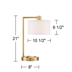 360 Lighting Colby Modern Desk Lamp 21" High Antique Gold With USB And AC Power Outlet In Base White Linen Drum Shade For Bedroom Living Room Desk 17 360 Lighting Colby Modern Desk Lamp 21" High Antique Gold With USB And AC Power Outlet In Base White Linen Drum Shade For Bedroom Living Room Desk -Selected Home Furnishings Store GUEST d9e19dcf ce5f 4e15 9d9f 7f55cf6dbfbc