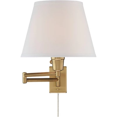 360 Lighting Clement Modern Swing Arm Wall Lamps Set Of 2 Warm Gold Plug-in Light Fixture White Linen Shade For Bedroom Bedside Living Room Reading 6 360 Lighting Clement Modern Swing Arm Wall Lamps Set Of 2 Warm Gold Plug-in Light Fixture White Linen Shade For Bedroom Bedside Living Room Reading - Image 4
