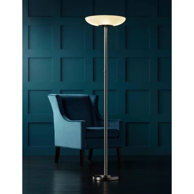Possini Euro Design Meridian Light Blaster Modern Torchiere Floor Lamp 72" Tall Brushed Nickel LED Frosted Glass Shade For Living Room Bedroom Office 8 Possini Euro Design Meridian Light Blaster Modern Torchiere Floor Lamp 72" Tall Brushed Nickel LED Frosted Glass Shade For Living Room Bedroom Office - Image 6