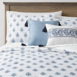 5pc Block Print With Border Comforter Bedding Set White/Blue - Threshold™ 15 5pc Block Print With Border Comforter Bedding Set White/Blue - Threshold™ -Selected Home Furnishings Store GUEST ddc8a001 aa3a 4790 aed4 861077adb88d
