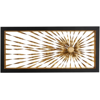 Metal Sunburst Coiled Ribbon Wall Decor With Black Frame Gold - Olivia & May 5 Metal Sunburst Coiled Ribbon Wall Decor With Black Frame Gold - Olivia & May - Image 3