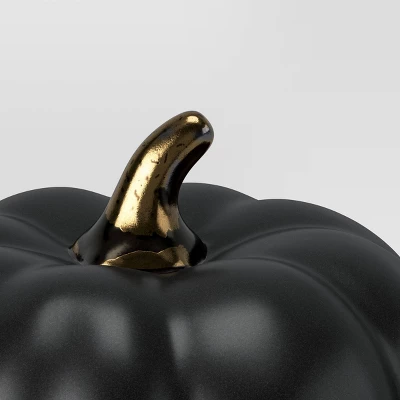 Set Of 3 Small Ceramic Halloween Pumpkins With Gold Stem - Threshold™ 5 Set Of 3 Small Ceramic Halloween Pumpkins With Gold Stem - Threshold™ - Image 3