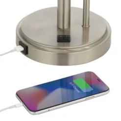 Possini Euro Design Traverse Modern Table Lamps Set Of 2 29 1/2" Tall Brushed Nickel With USB Charging Port LED Gooseneck White Drum Shade For Desk 11 Possini Euro Design Traverse Modern Table Lamps Set Of 2 29 1/2" Tall Brushed Nickel With USB Charging Port LED Gooseneck White Drum Shade For Desk -Selected Home Furnishings Store GUEST e5e98734 7ed3 4d2c 89e5 e165f0c556bf