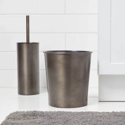 Aluminum Toilet Brush And Holder Set With Aged Metal Finish Gray - Threshold™ 3 Aluminum Toilet Brush And Holder Set With Aged Metal Finish Gray - Threshold™