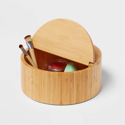 9" X 4" Circular Hinge Lid Bamboo Countertop Organizer - Brightroom™ 5 9" X 4" Circular Hinge Lid Bamboo Countertop Organizer - Brightroom™ - Image 3
