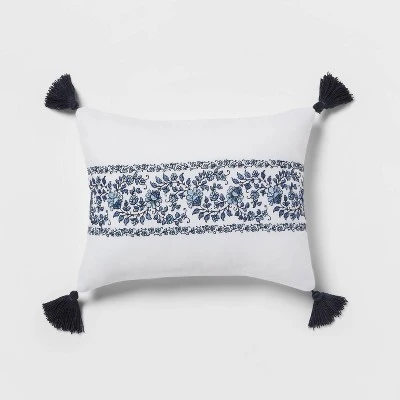 5pc Block Print With Border Comforter Bedding Set White/Blue - Threshold™ 8 5pc Block Print With Border Comforter Bedding Set White/Blue - Threshold™ - Image 6