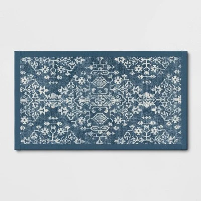 Vintage Print Comfort Rug Blue - Threshold™ 6 Vintage Print Comfort Rug Blue - Threshold™ - Image 4
