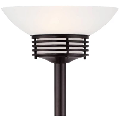 Possini Euro Design Light Blaster Modern Torchiere Floor Lamp 72 1/2" Tall Warm Bronze LED White Frosted Glass Bowl Shade For Living Room Bedroom Home 4 Possini Euro Design Light Blaster Modern Torchiere Floor Lamp 72 1/2" Tall Warm Bronze LED White Frosted Glass Bowl Shade For Living Room Bedroom Home - Image 2