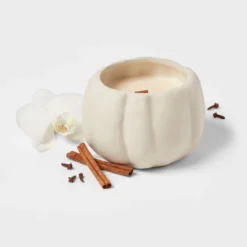 12oz Brushed Abstract Pumpkin Ceramic With Woodwick And Dustcover Warm Cider + Cinnamon Candle - Threshold™ 7 12oz Brushed Abstract Pumpkin Ceramic With Woodwick And Dustcover Warm Cider + Cinnamon Candle - Threshold™ -Selected Home Furnishings Store GUEST fb59ee6c ff99 49a3 920c 368dd44728e3