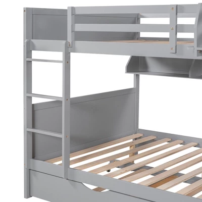 Separable Full-Over-Full Bunk Bed With Twin Size Trundle And Bookshelf - ModernLuxe 11 Separable Full-Over-Full Bunk Bed With Twin Size Trundle And Bookshelf - ModernLuxe - Image 9