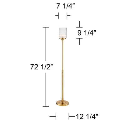 Possini Euro Design Kinsey Modern Torchiere Floor Lamp 72 1/2" Tall Brass Gold Metal Stone Pattern Crystal Glass Shade For Living Room Office House 8 Possini Euro Design Kinsey Modern Torchiere Floor Lamp 72 1/2" Tall Brass Gold Metal Stone Pattern Crystal Glass Shade For Living Room Office House - Image 6